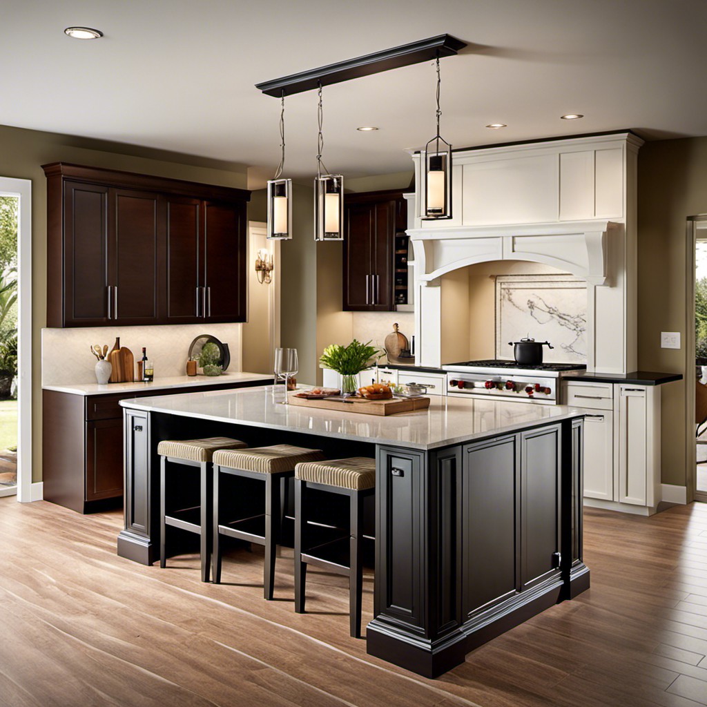 columns with integrated wine rack for a bistro style kitchen