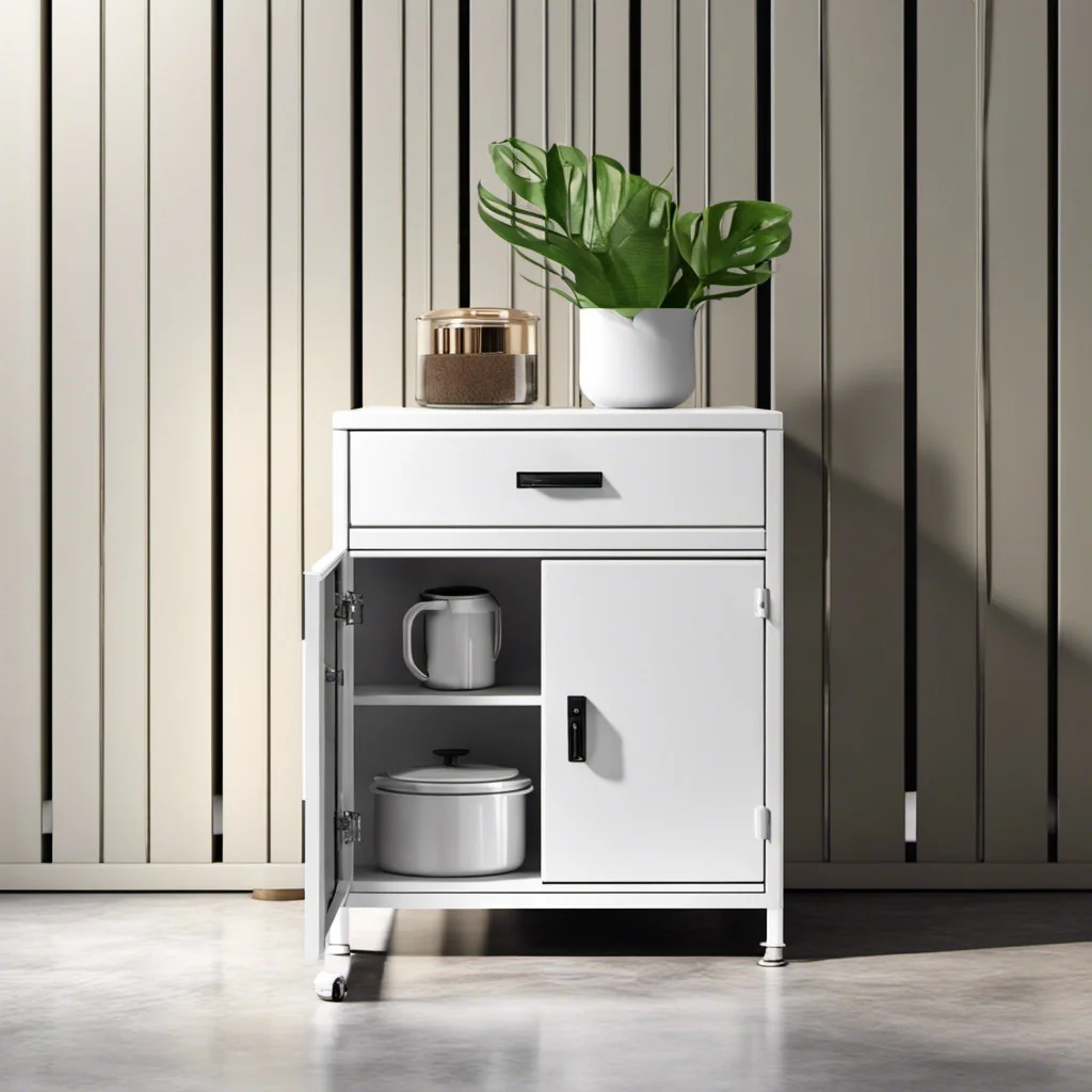 compact white metal cabinets for small spaces