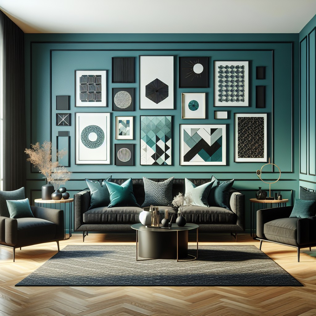 create a black and teal gallery wall