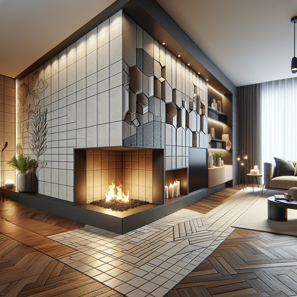 create a wrap around tiled corner fireplace