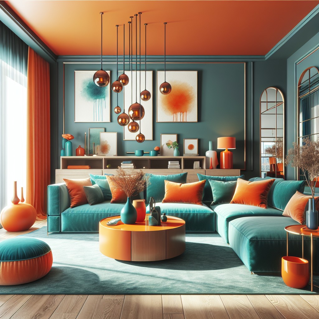 create contrast with teal and orange decor