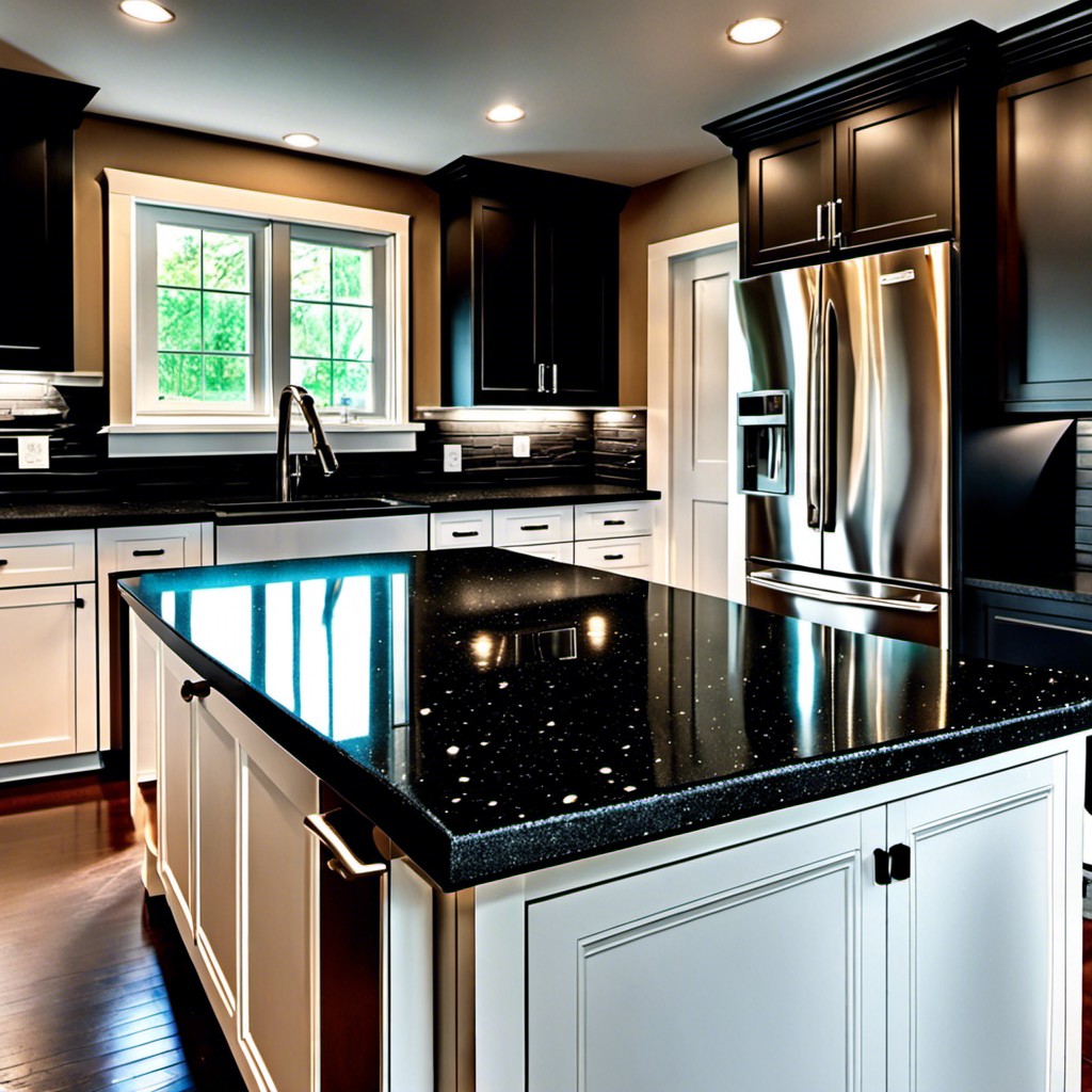 crushed glass countertops with black base