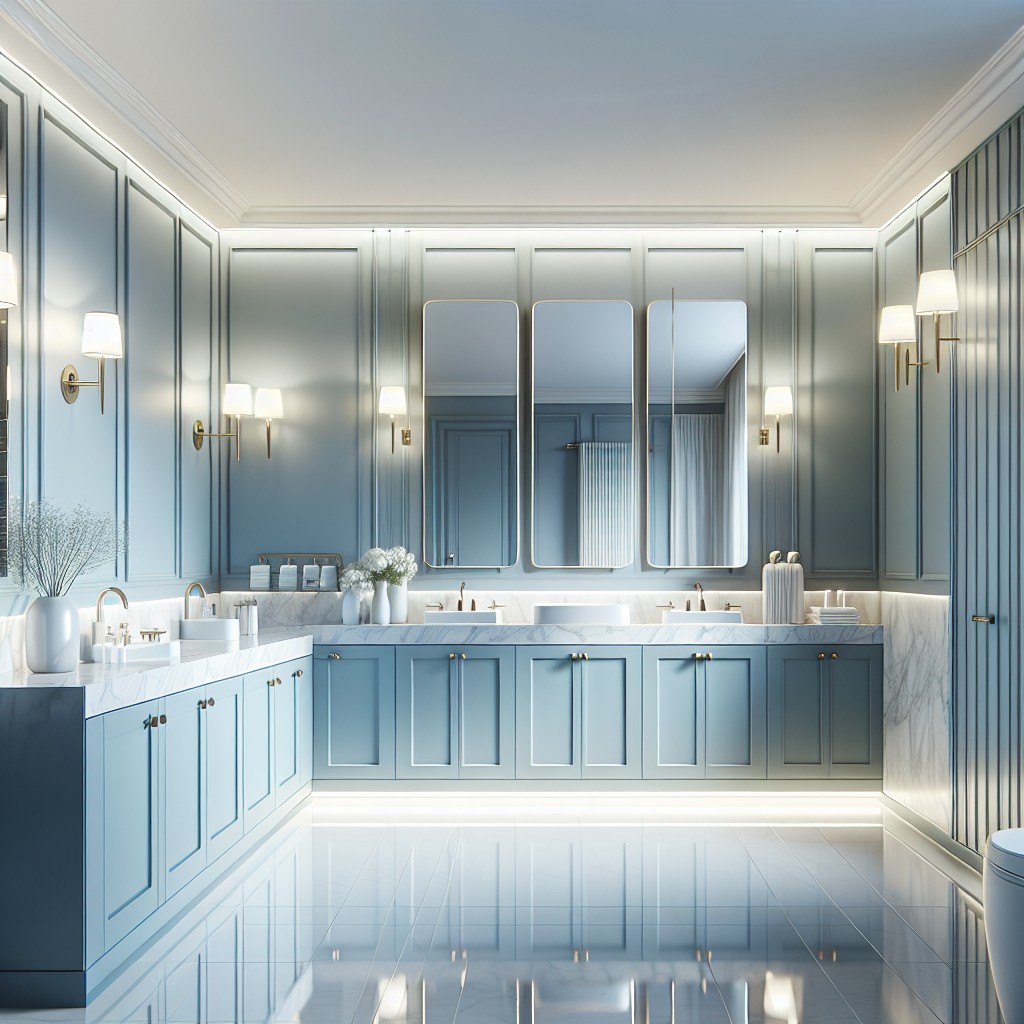 custom blue bathroom cabinets design ideas