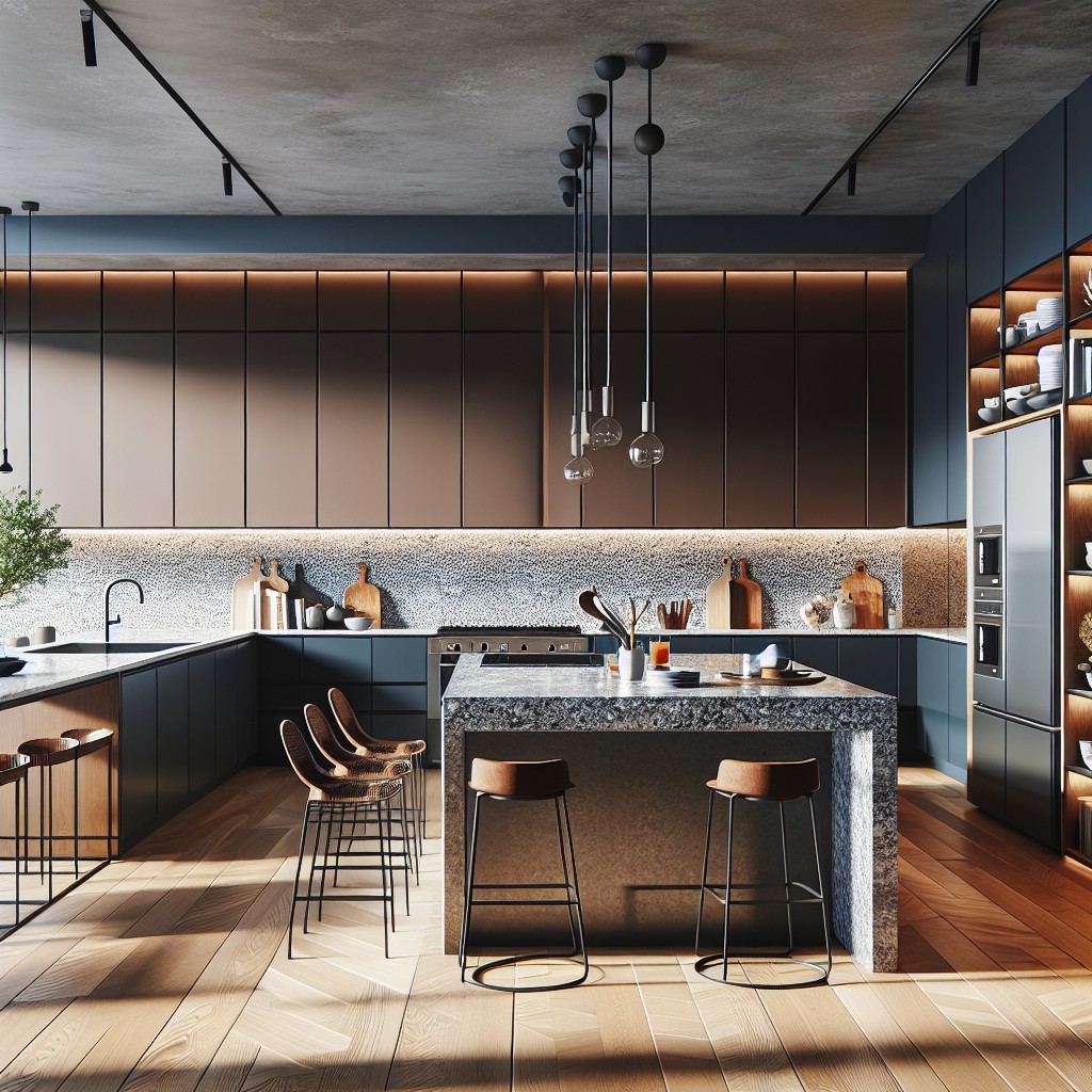 dark cabinets with terrazzo countertops a trendy combination