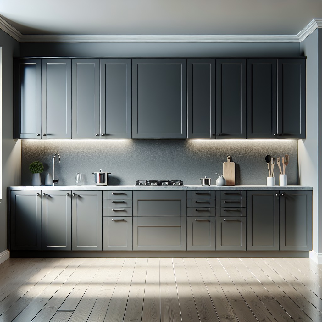 dark grey kitchen cabinets with a gloss finish for easy cleaning