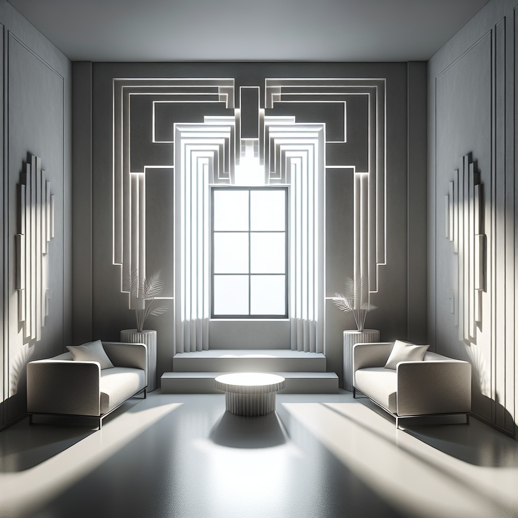 design an art deco inspired window with stepped drywall return