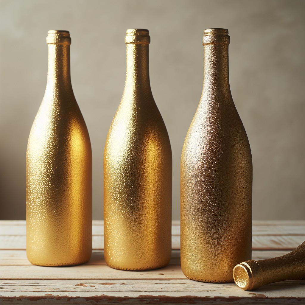 diy gold spray painted wine bottles