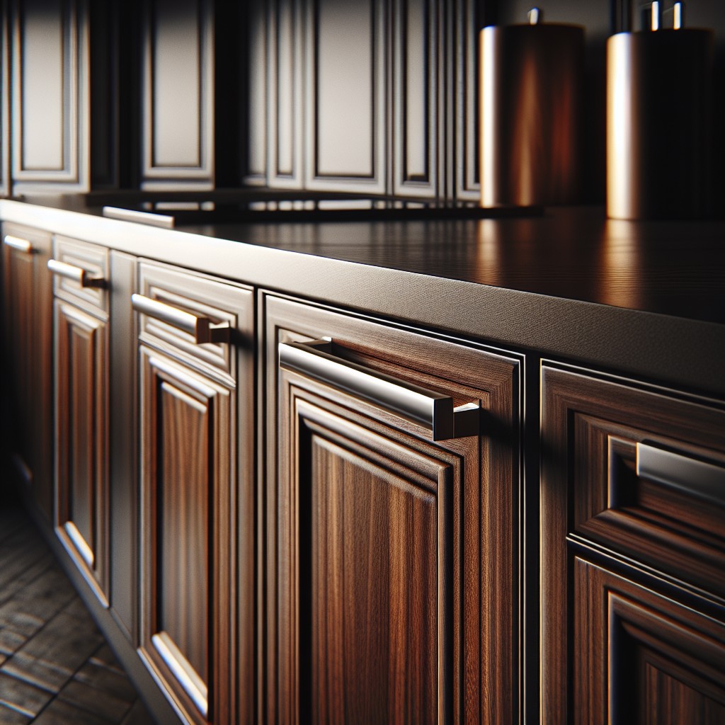elegant harmony of dark cabinets with aluminum handles