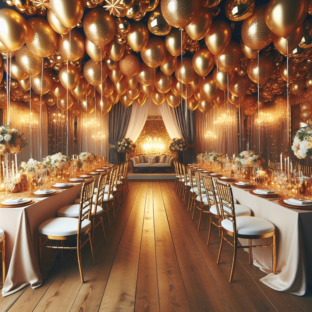 enhancing party decor with gold spray painted balloons