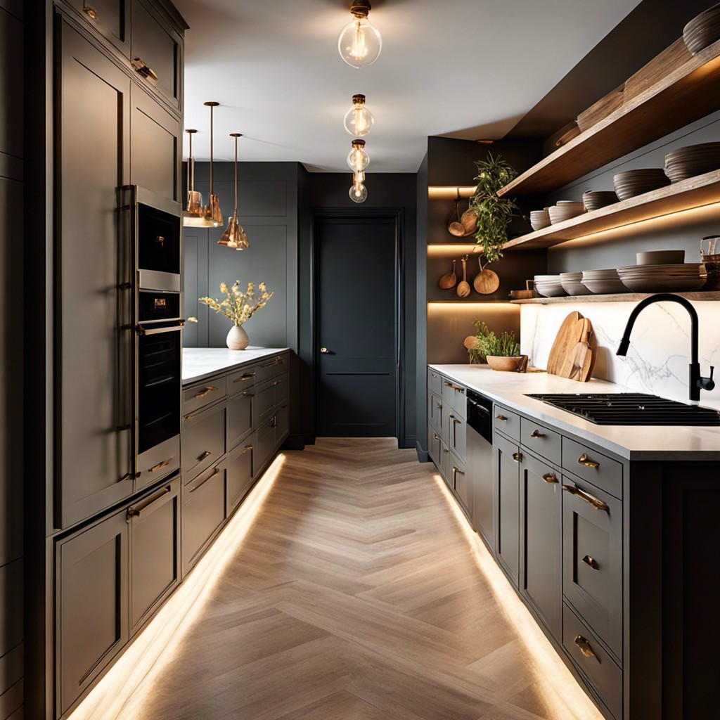 exposed bulb trend for galley kitchen lighting