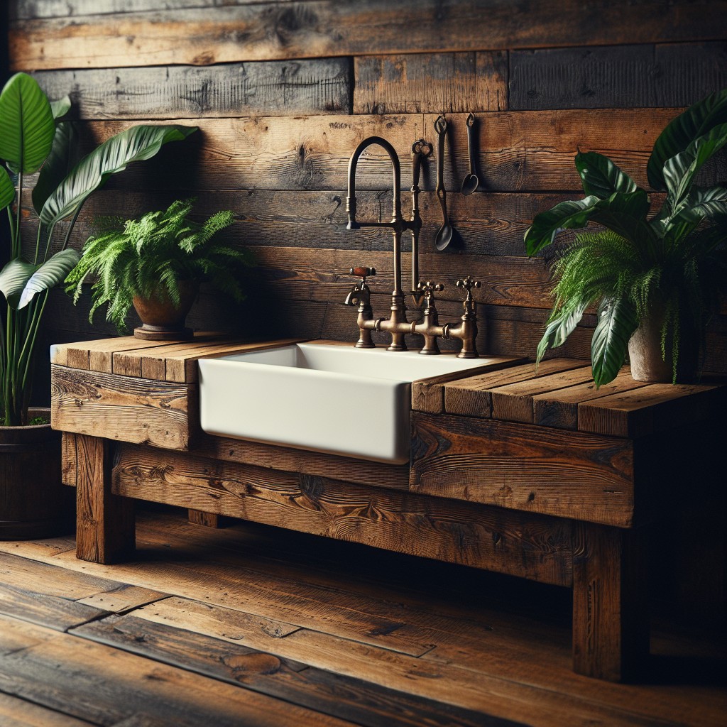 farmhouse style wood sink platform