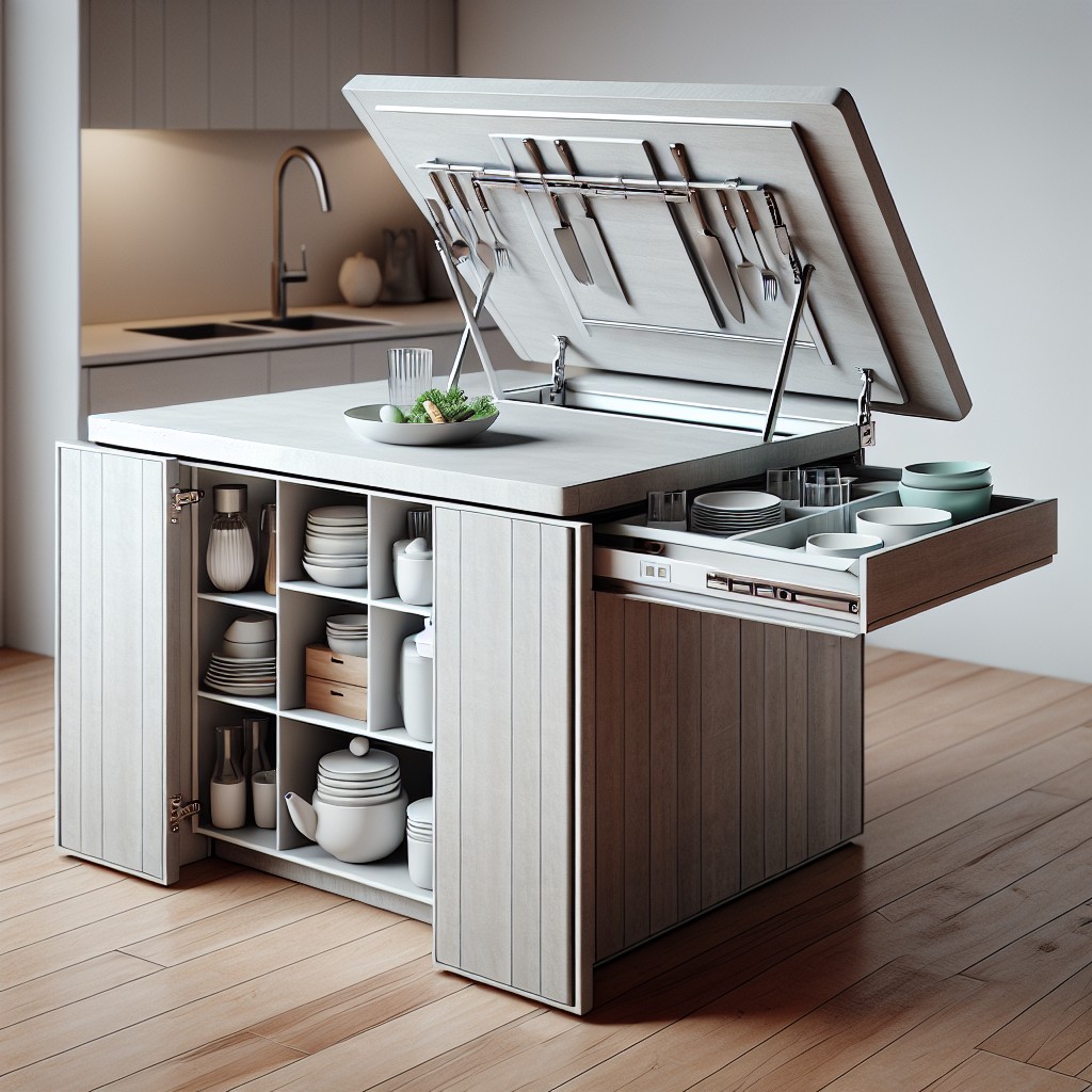 foldable kitchen table with cabinet for small spaces