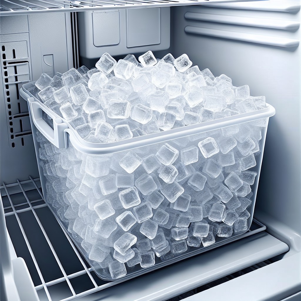 freezer safe plastic ice cube bin with handle