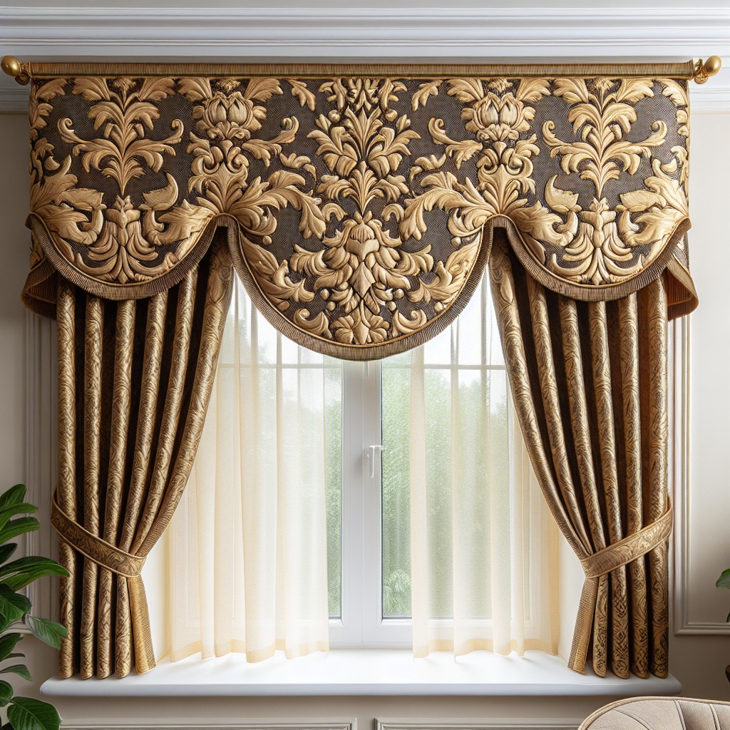 georgetta gold damask lined tailored valance 72x18