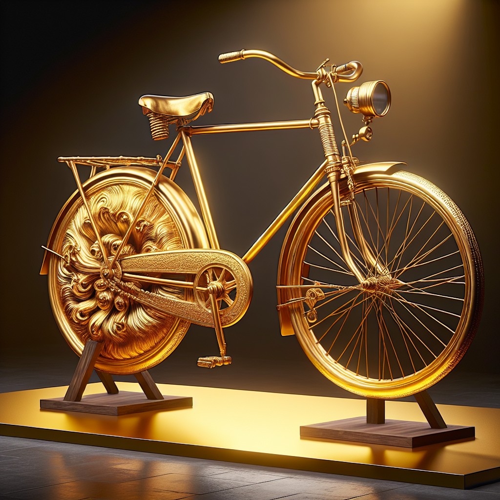 giving a luxurious makeover to an old bicycle with gold paint