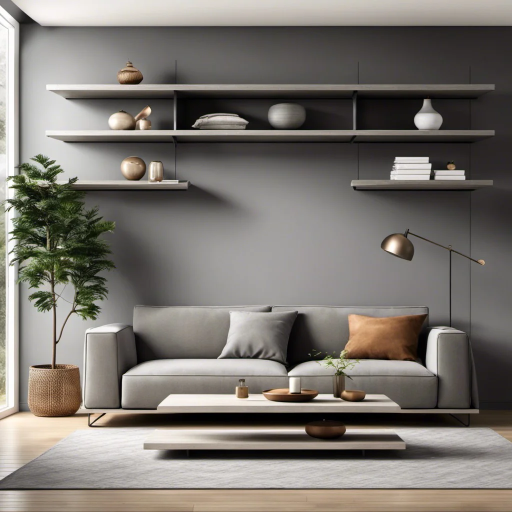 grey floating shelves