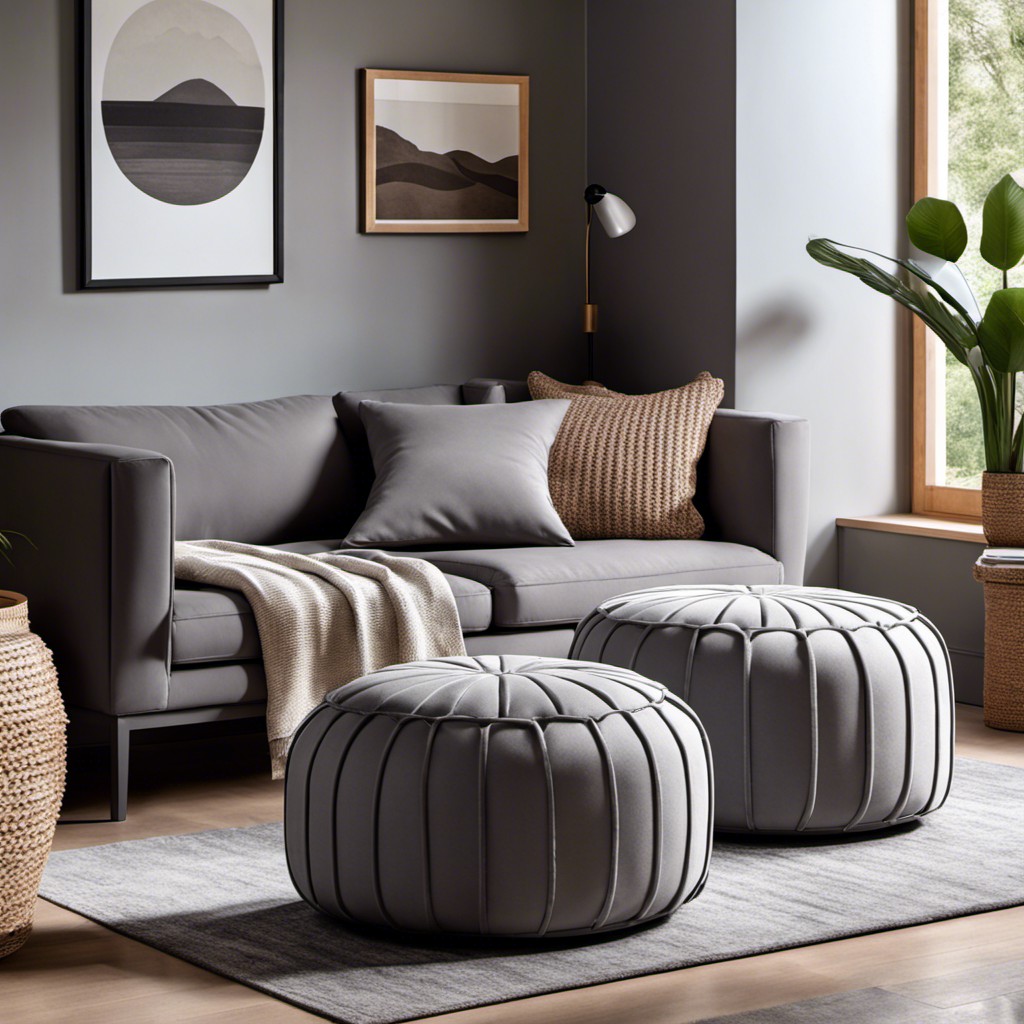 grey pouf for additional seating