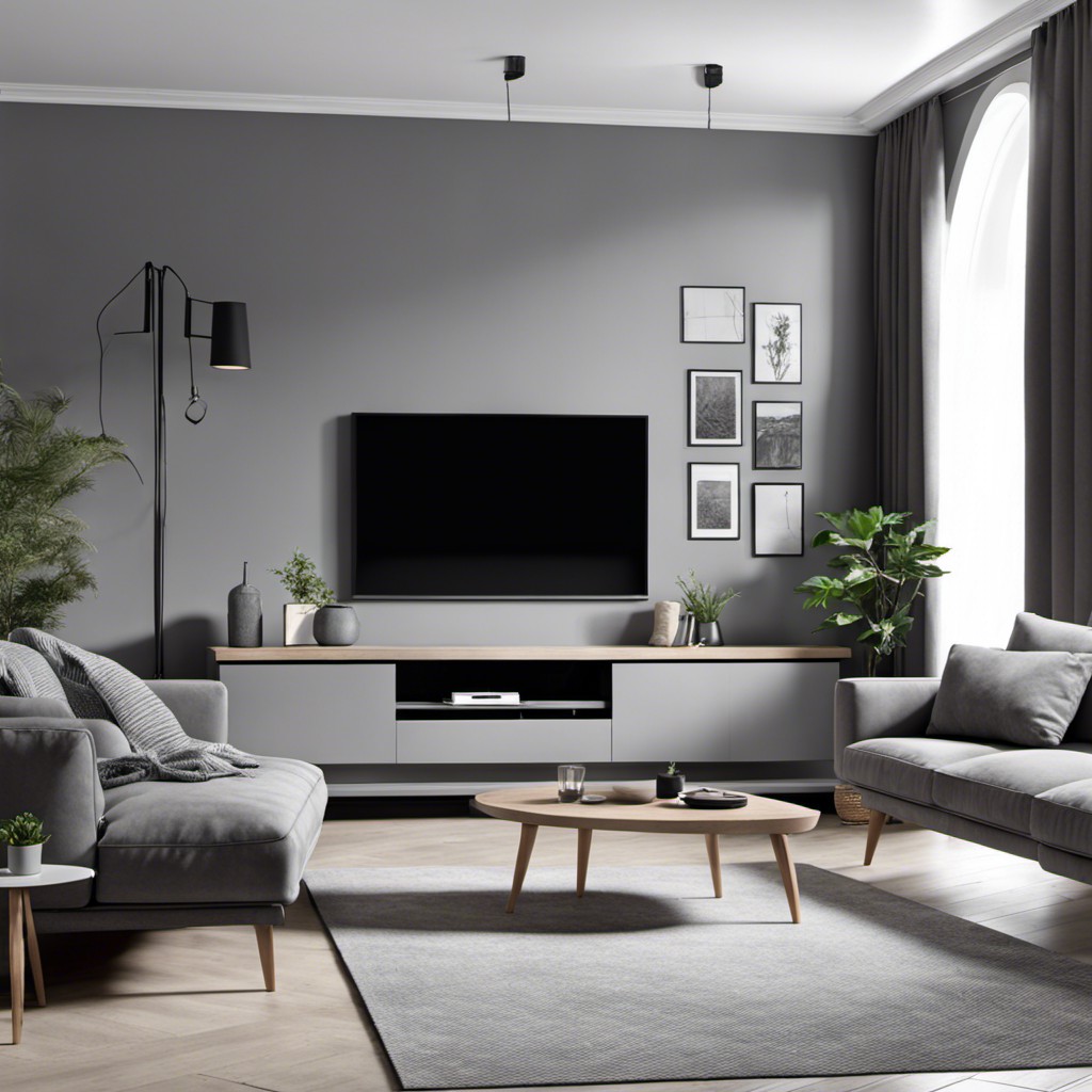 grey wall mounted tv unit