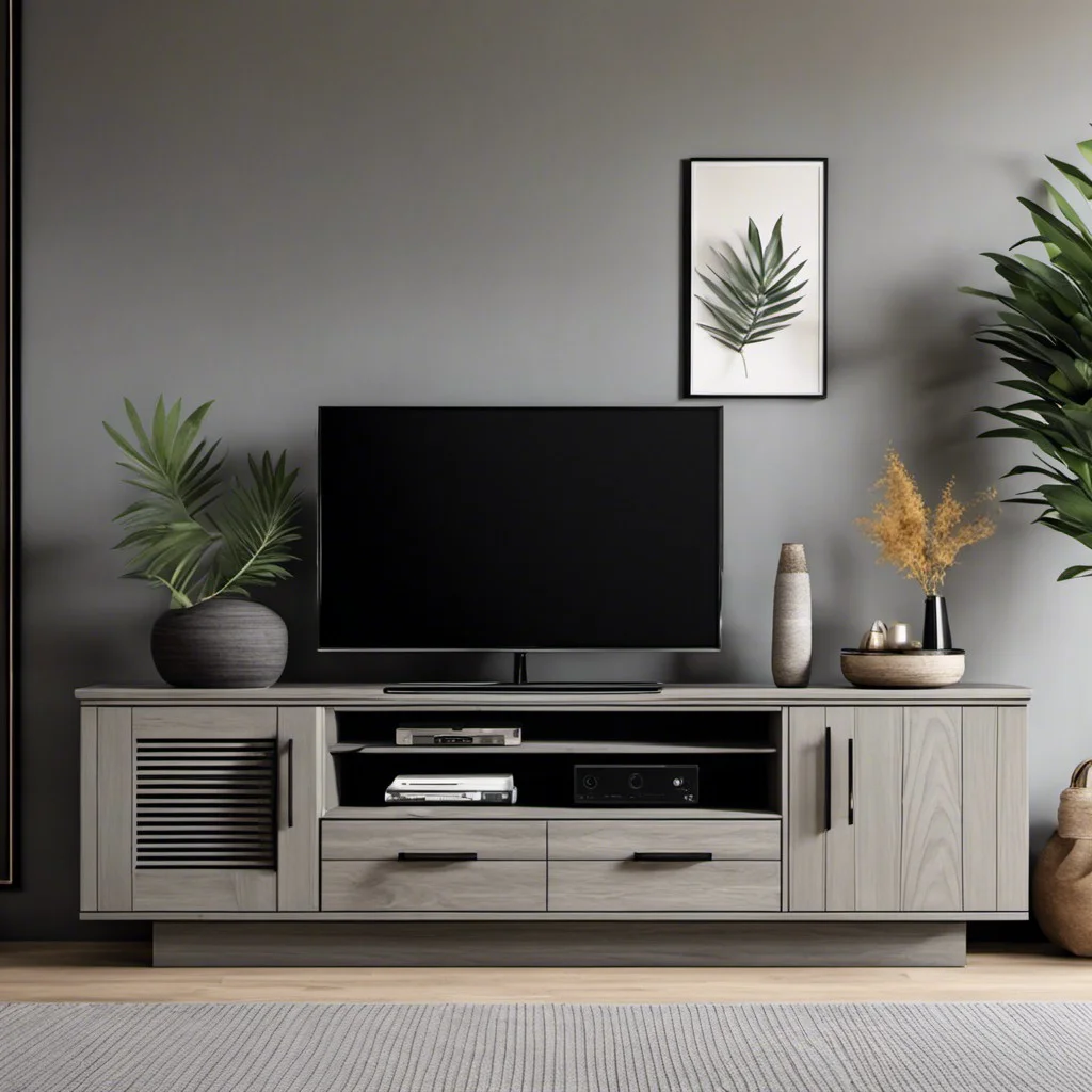 grey wooden tv stand