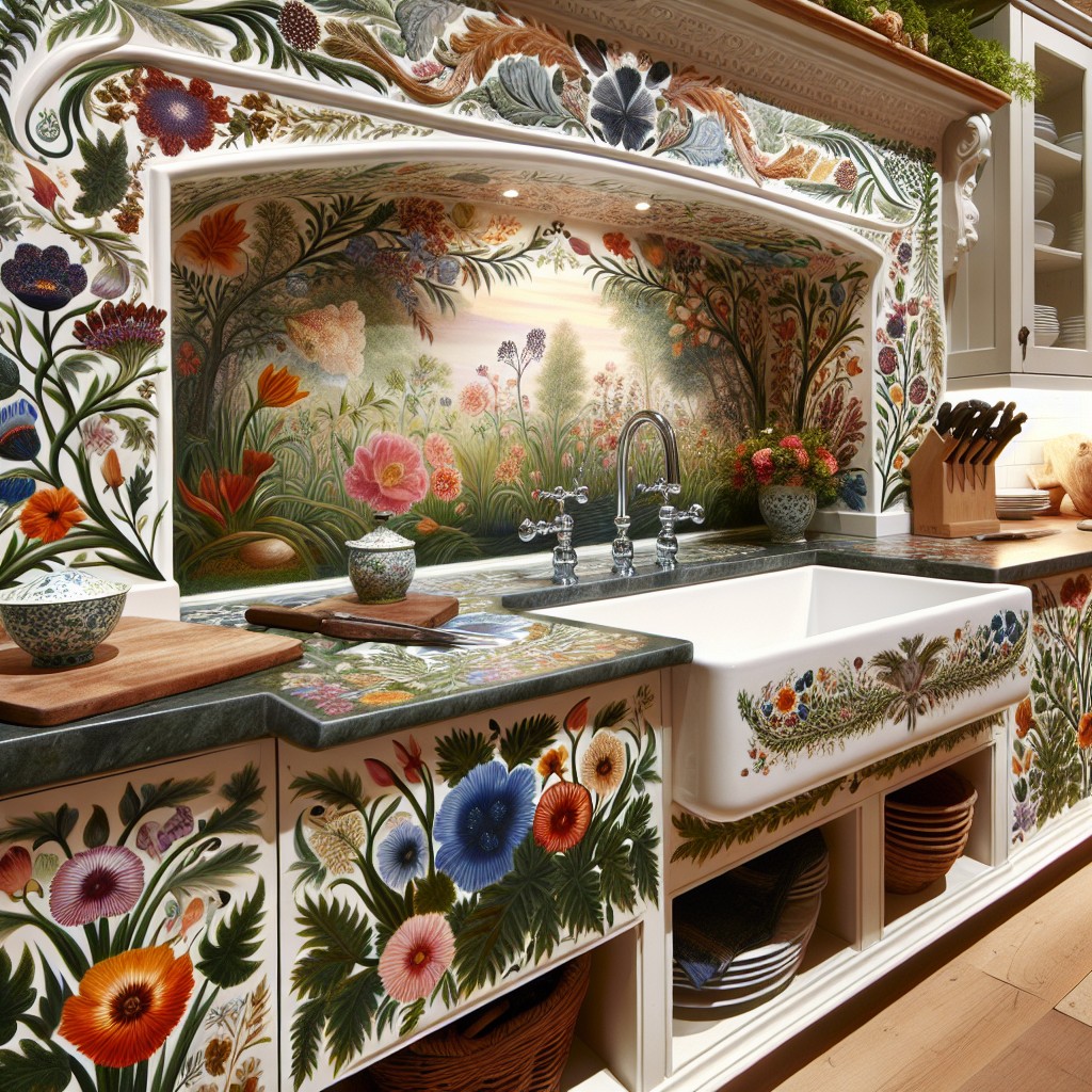 hand painted sink surround