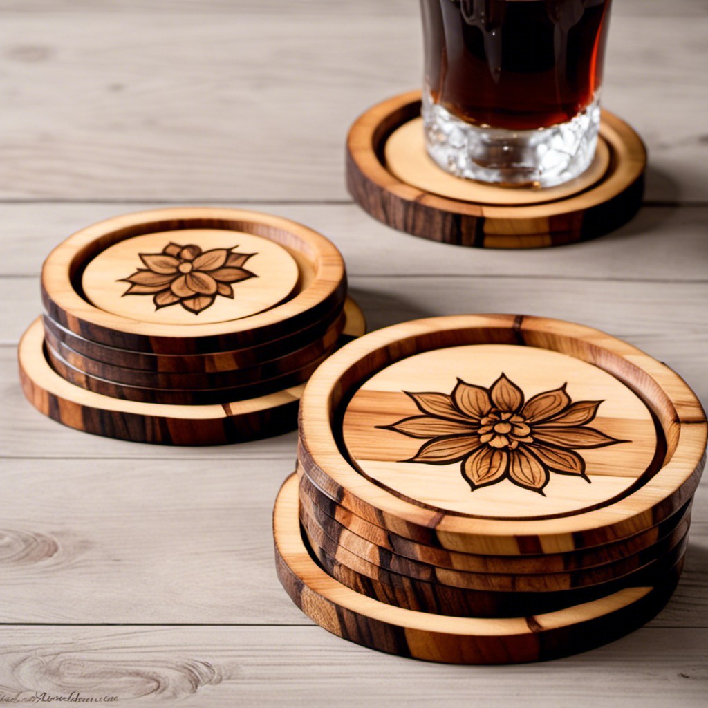 handcrafted wooden coaster sets for home entertainers