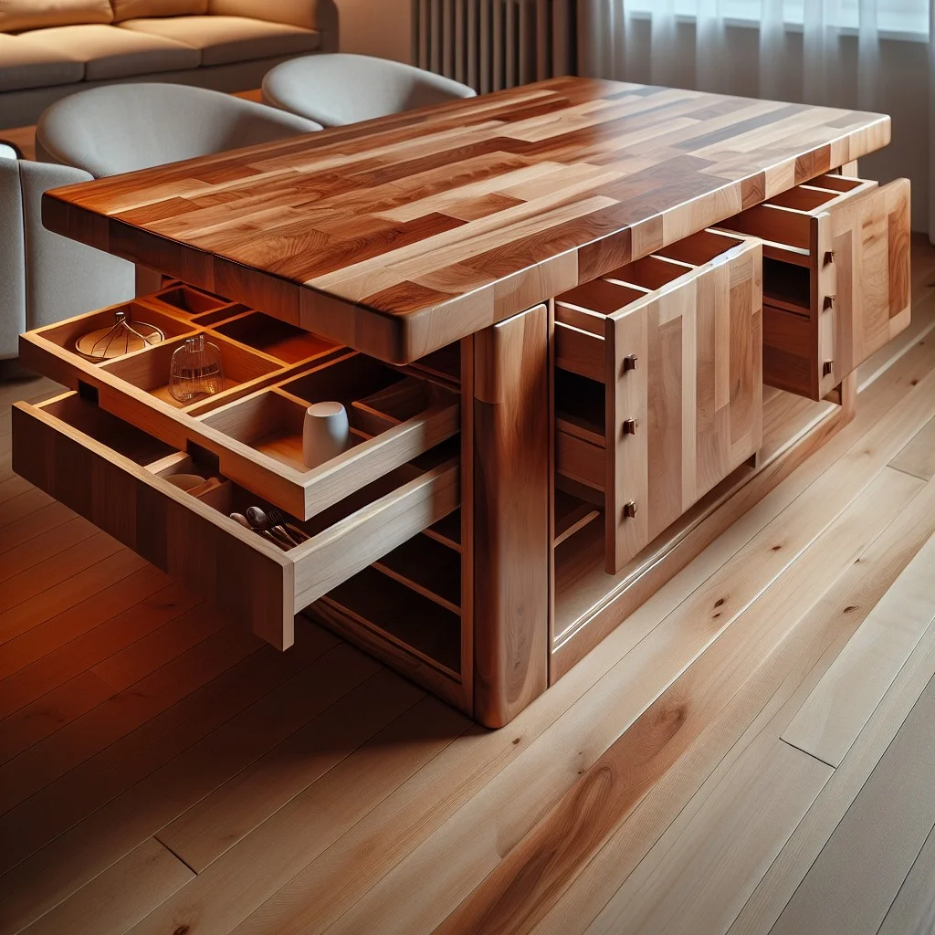 hidden storage within kitchen table