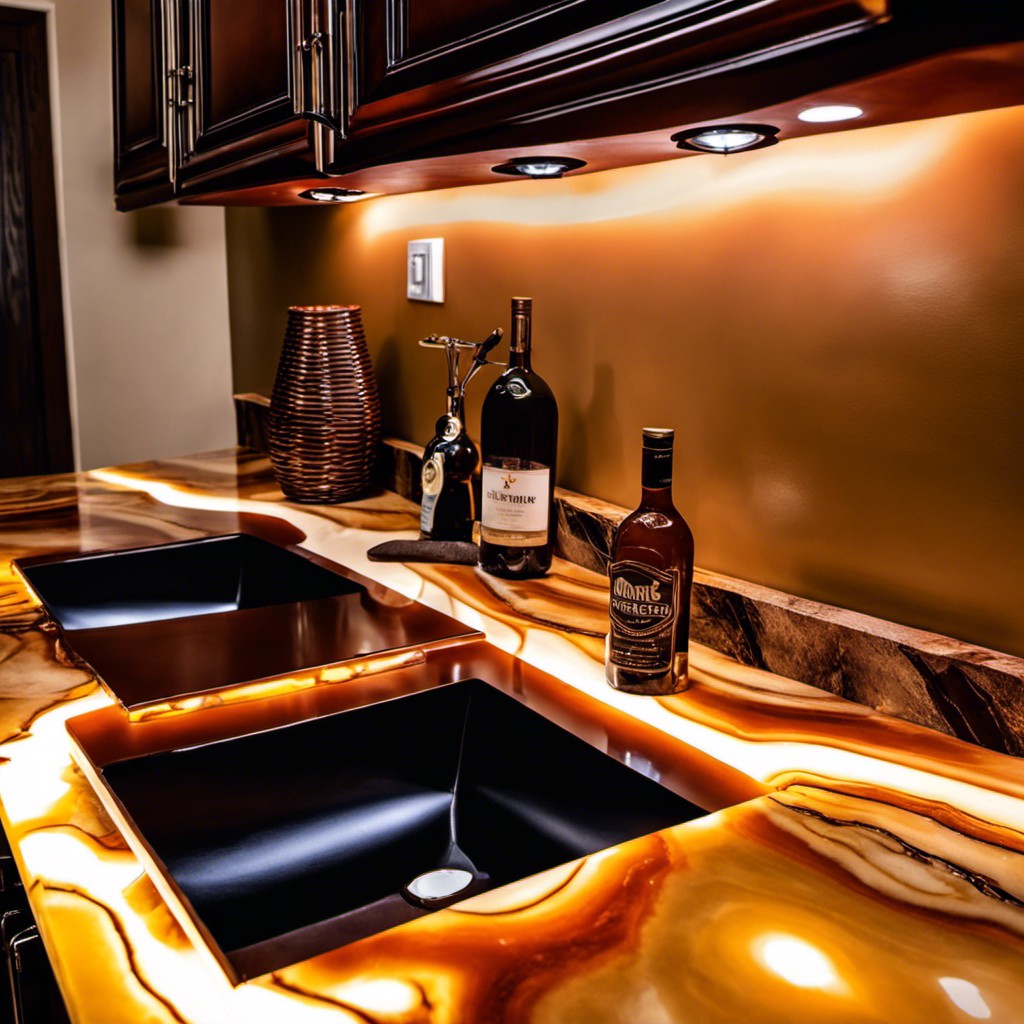 illuminated onyx countertop bar