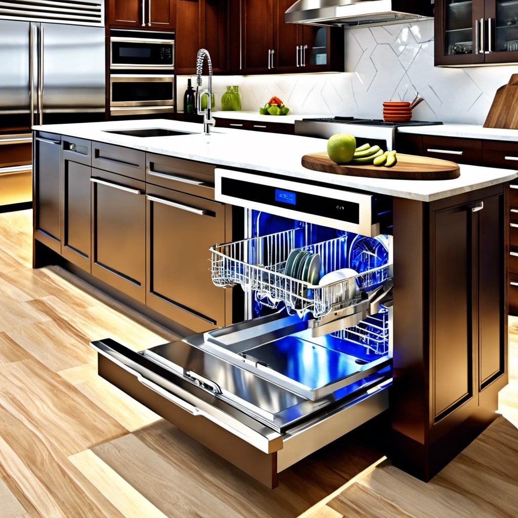 incorporate a rotating dishwasher system in the islands design