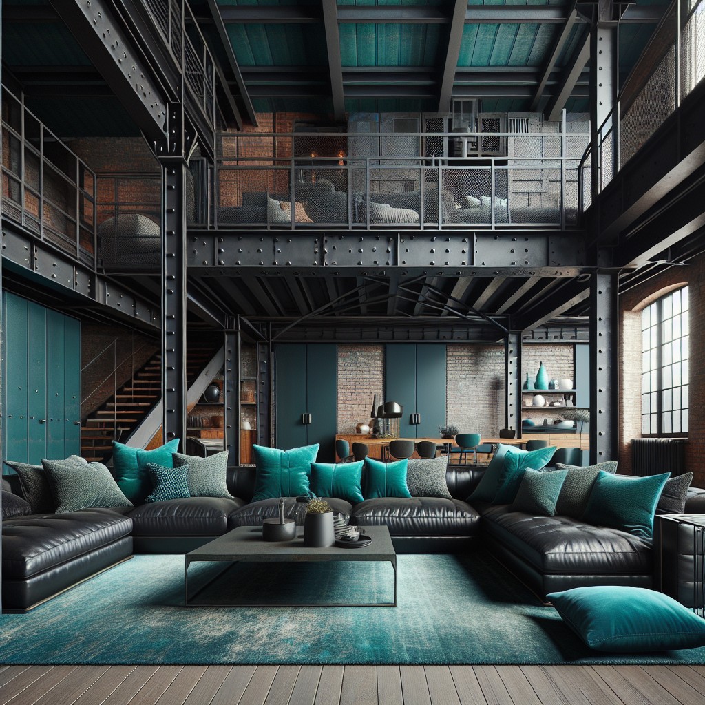 incorporate black and teal in industrial themed decor