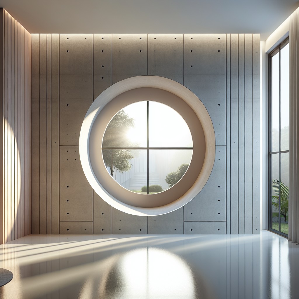 incorporate drywall returns with a circular window for a unique architectural feature