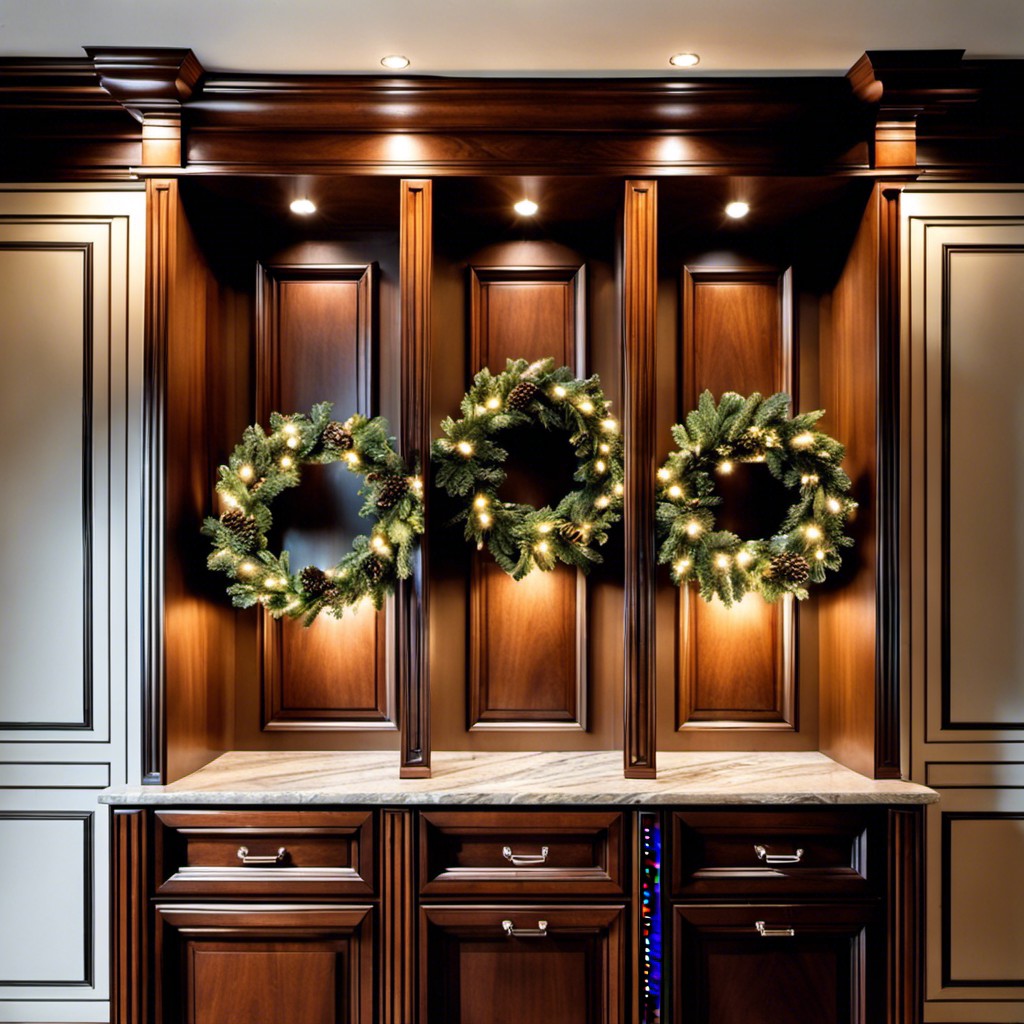 incorporating lights into your cabinet wreaths