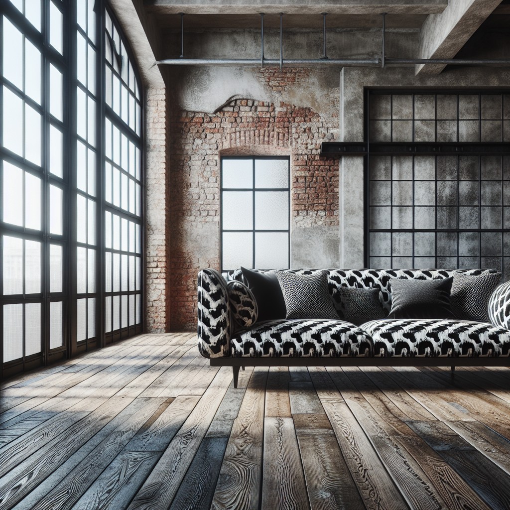 industrial fusion black and white sofas in industrial decor