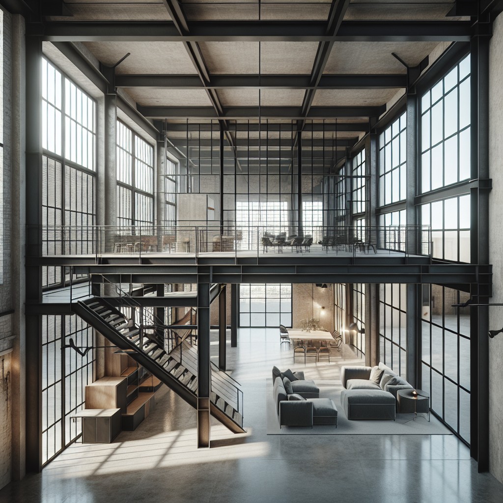 industrial loft style steel framed trimless windows