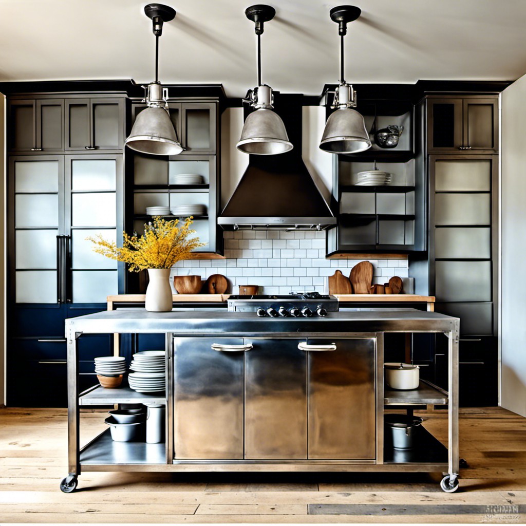 industrial style steel kitchen islands