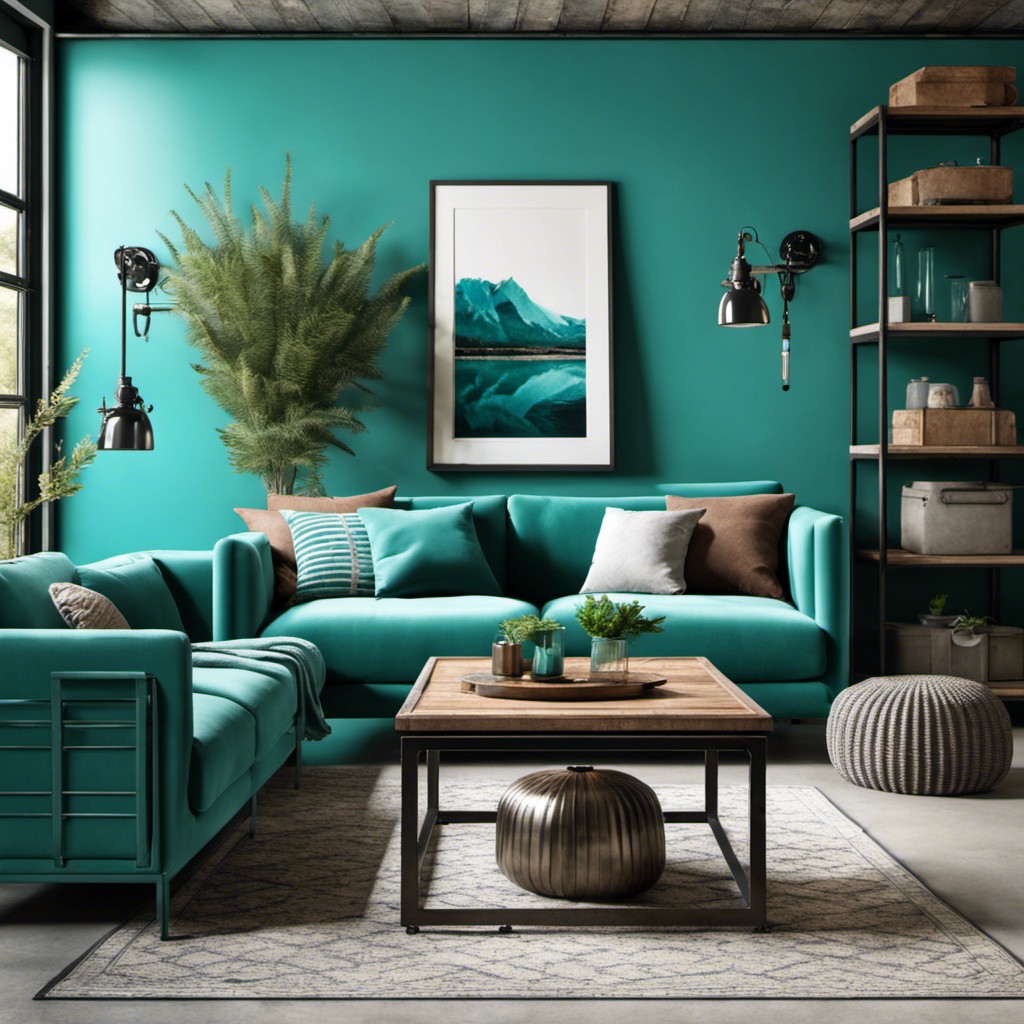 industrial style teal decor