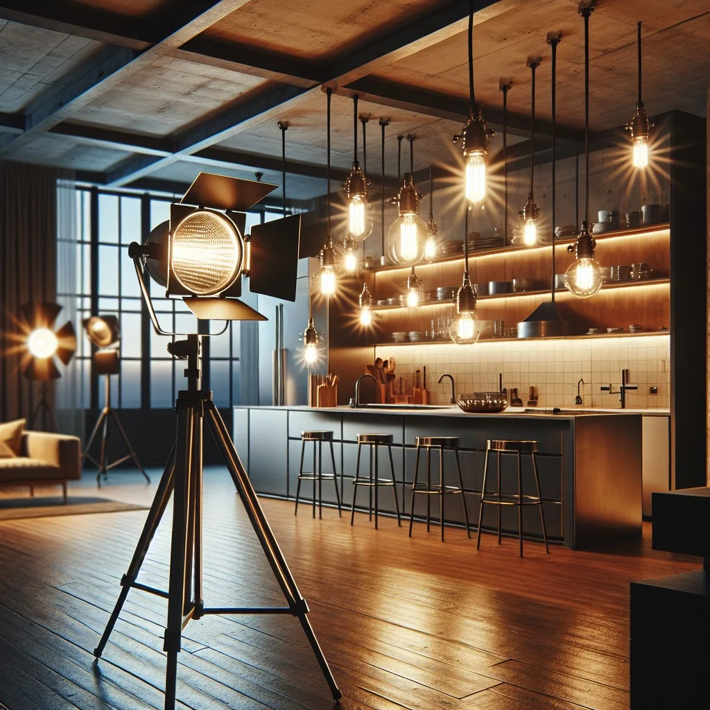 industrial style tripod lights