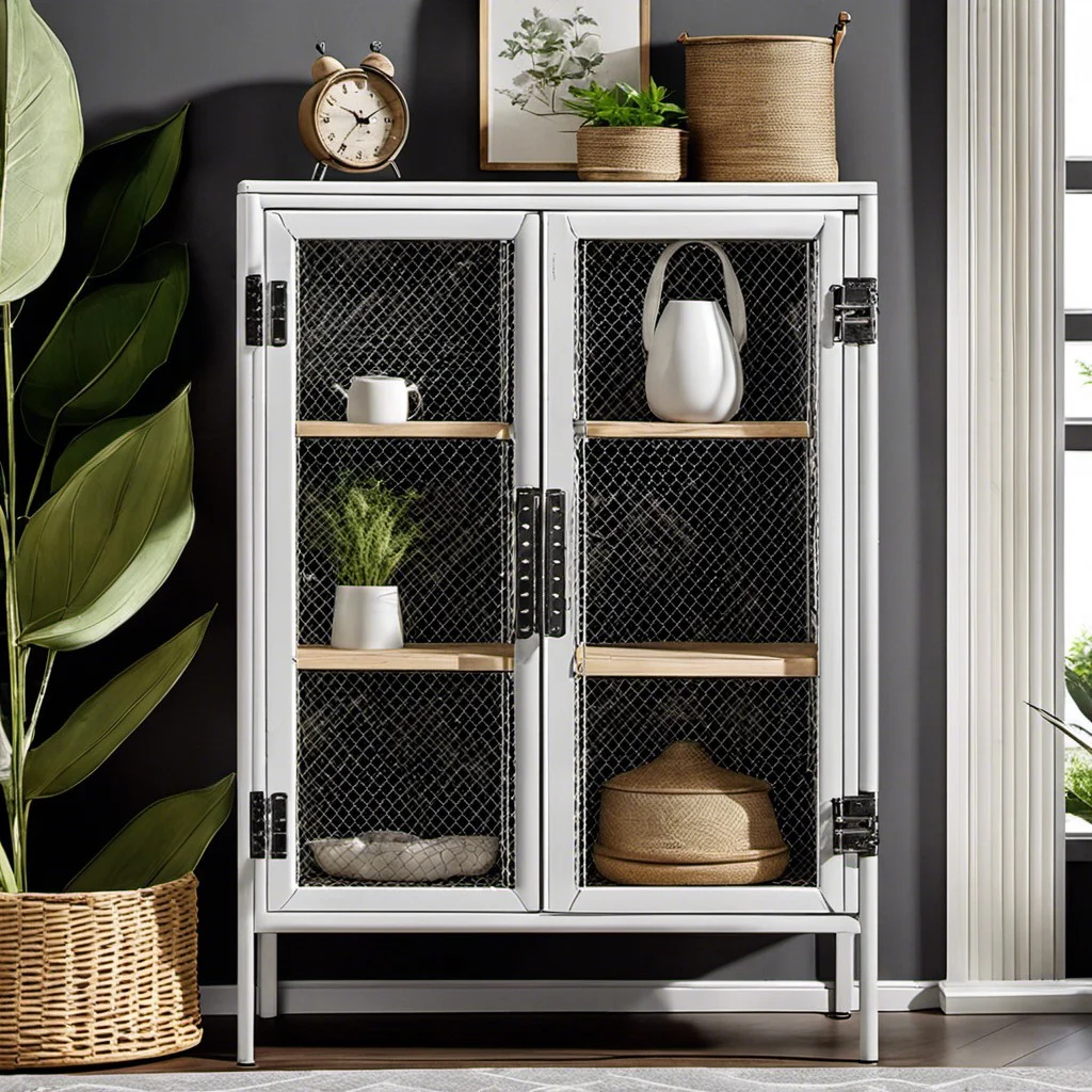 industrial style wire mesh cabinets