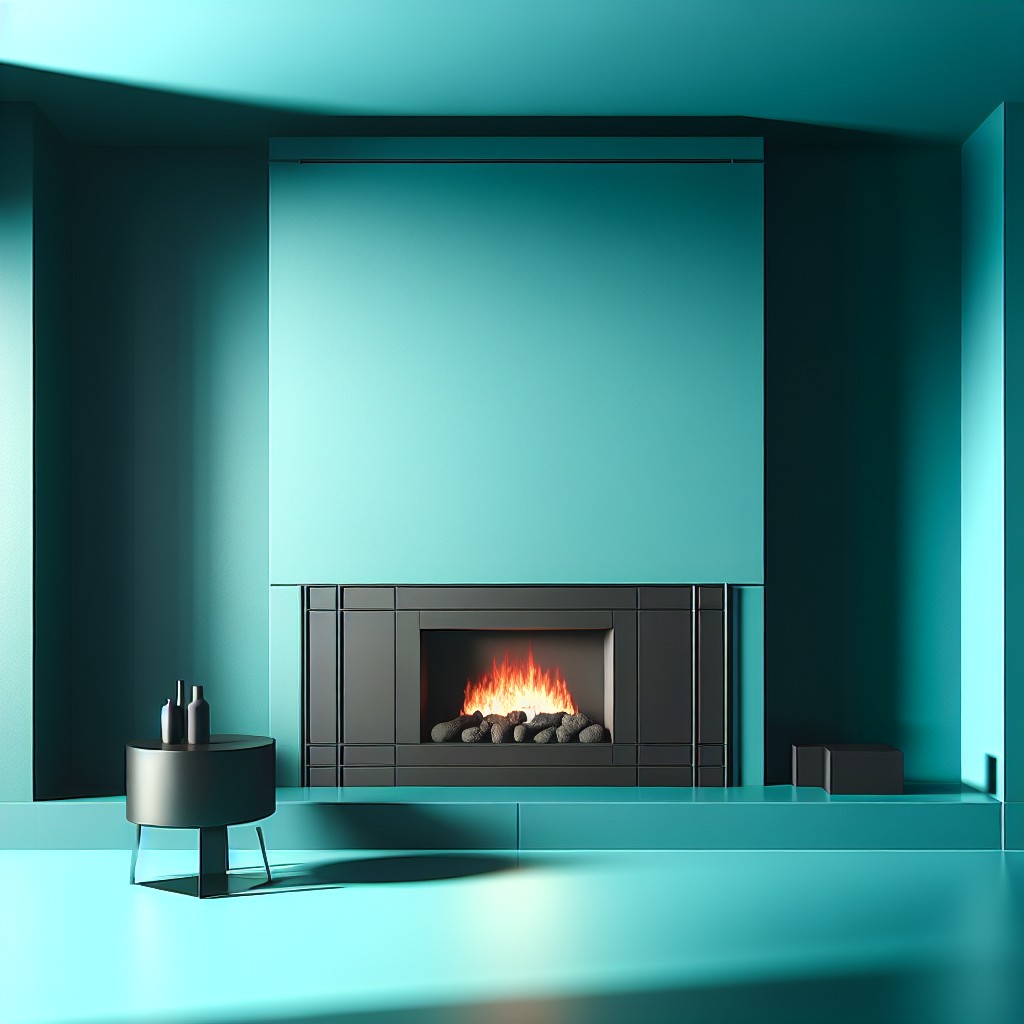 install a black fireplace in a teal room