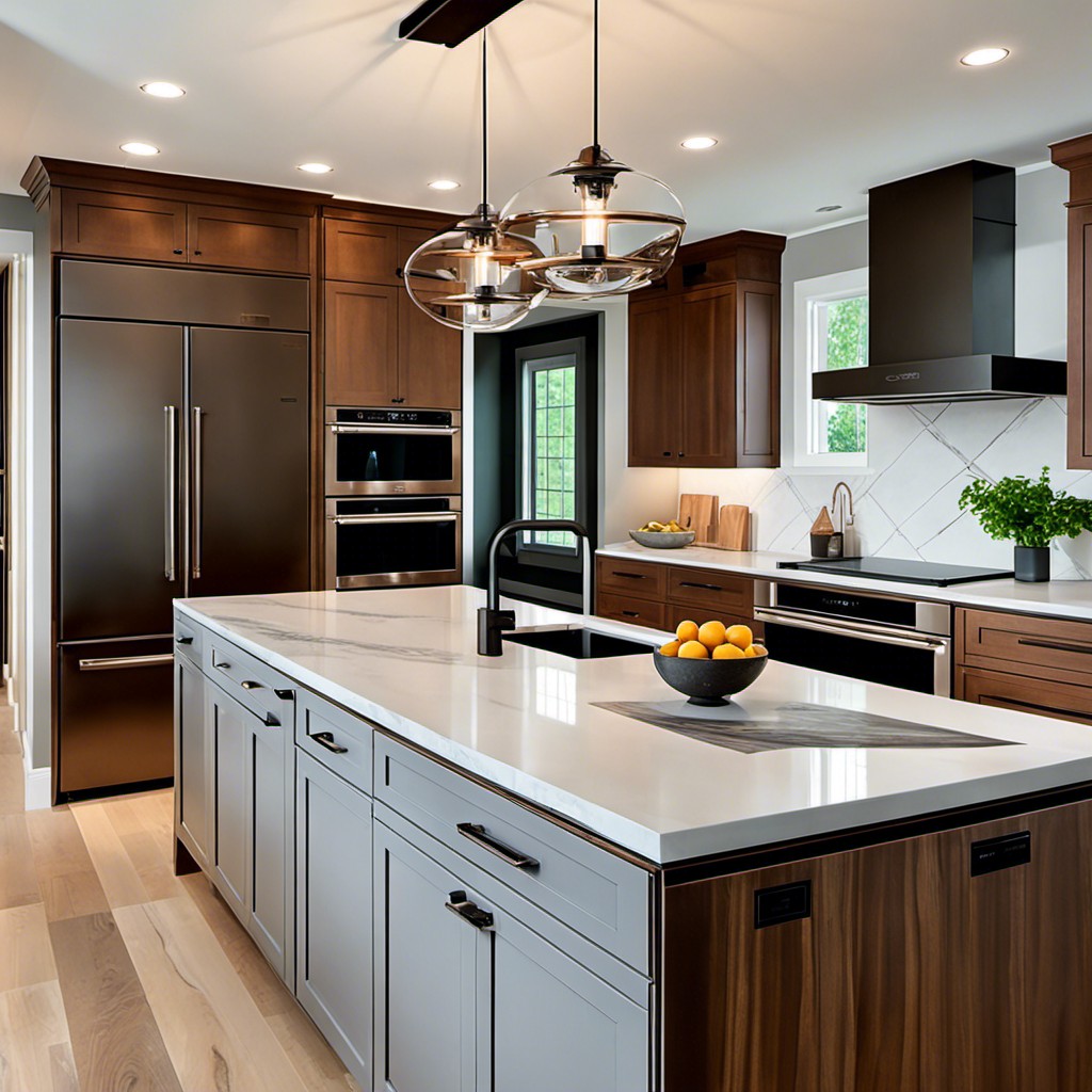 install touch less faucets above the sink near the dishwasher