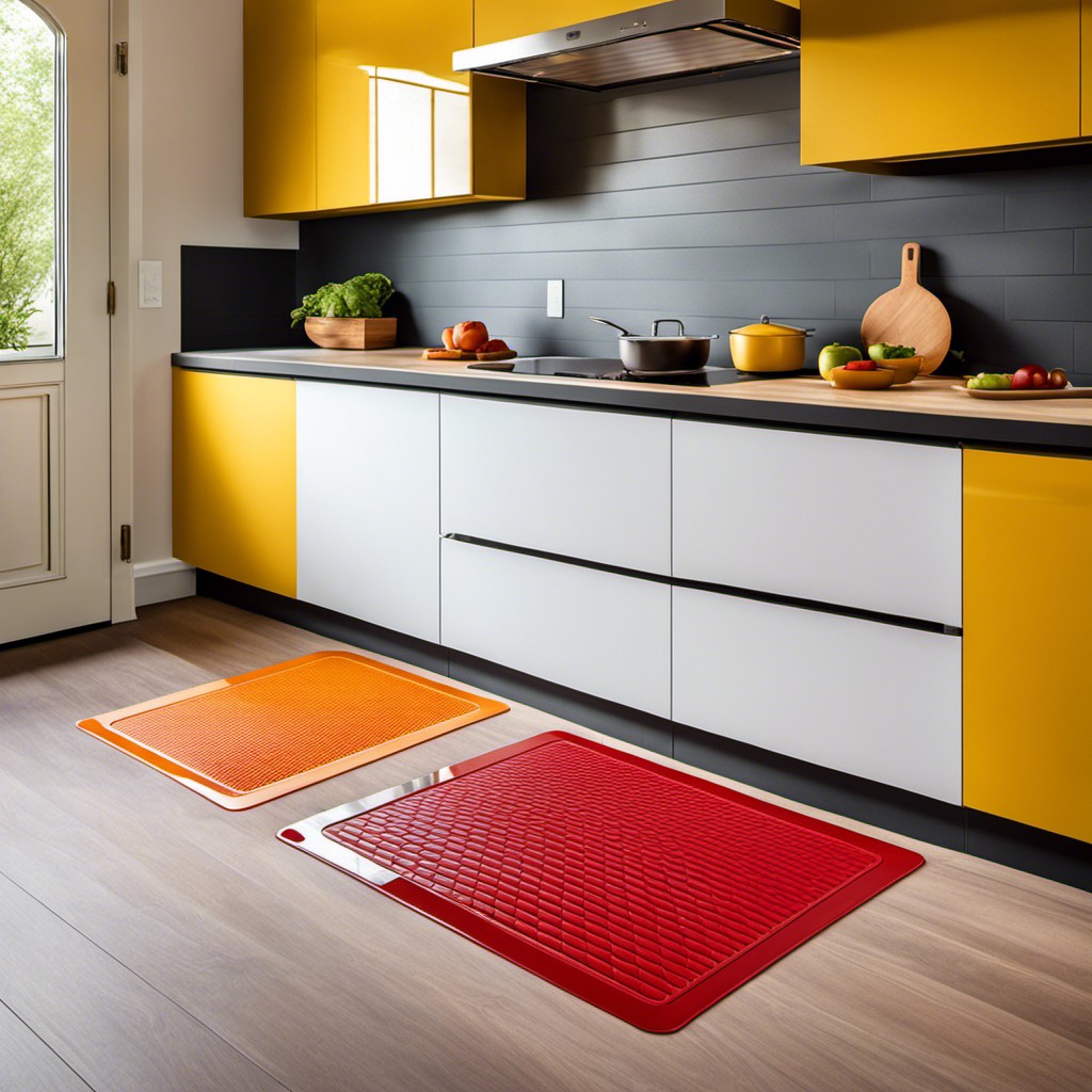 integrating kitchen color palette with plastic mats