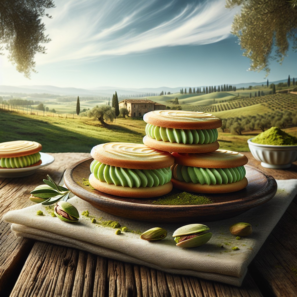 italian sandwich cookies with pistachio cream