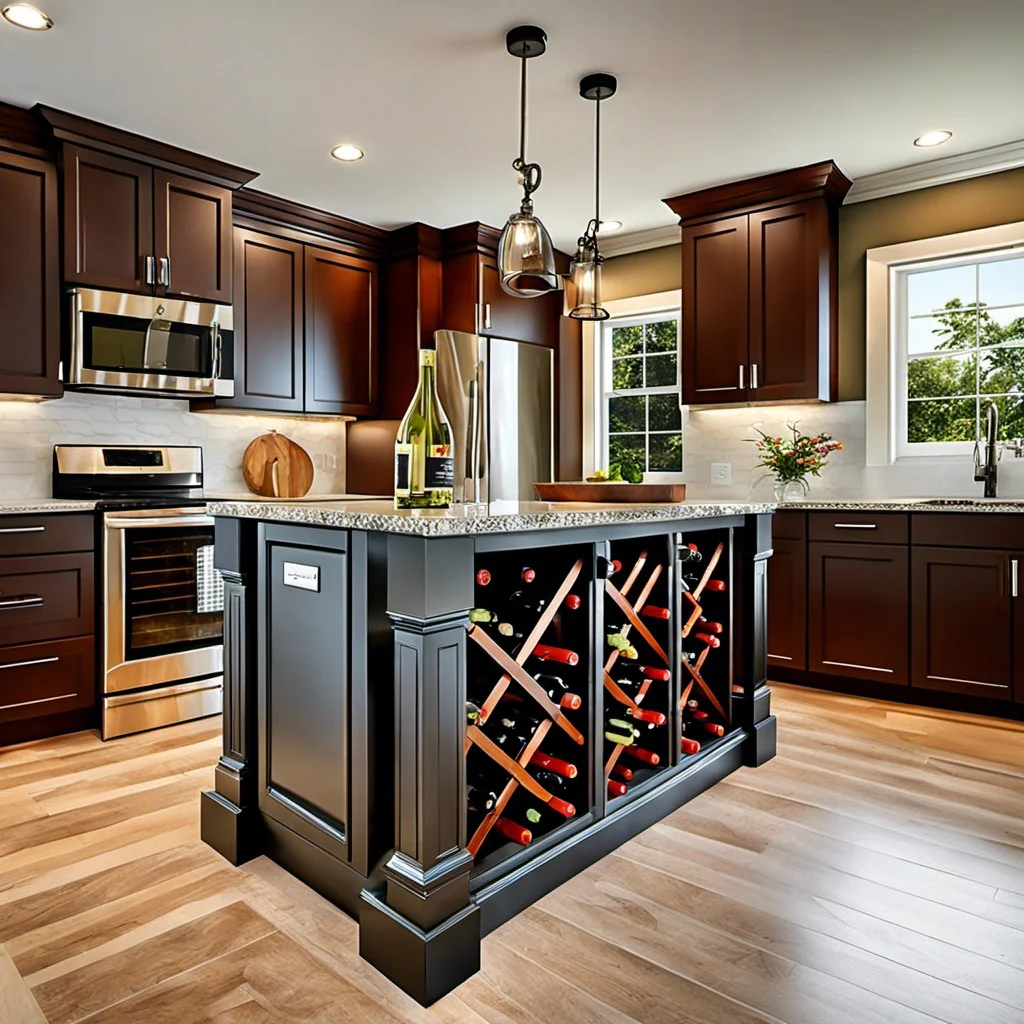 kitchen islands with built in wine rack