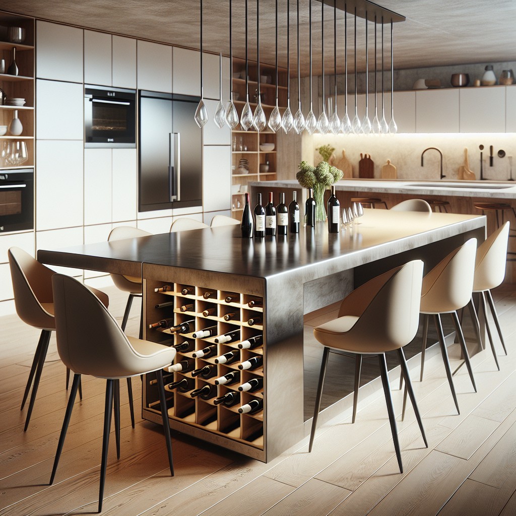 kitchen table with wine rack underneath