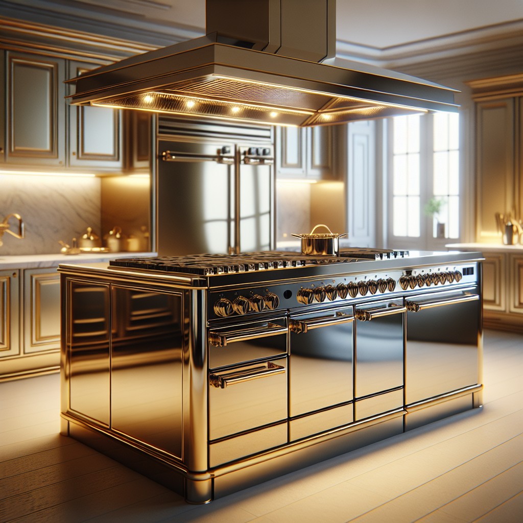 luxurious gold and stainless steel stove peninsula
