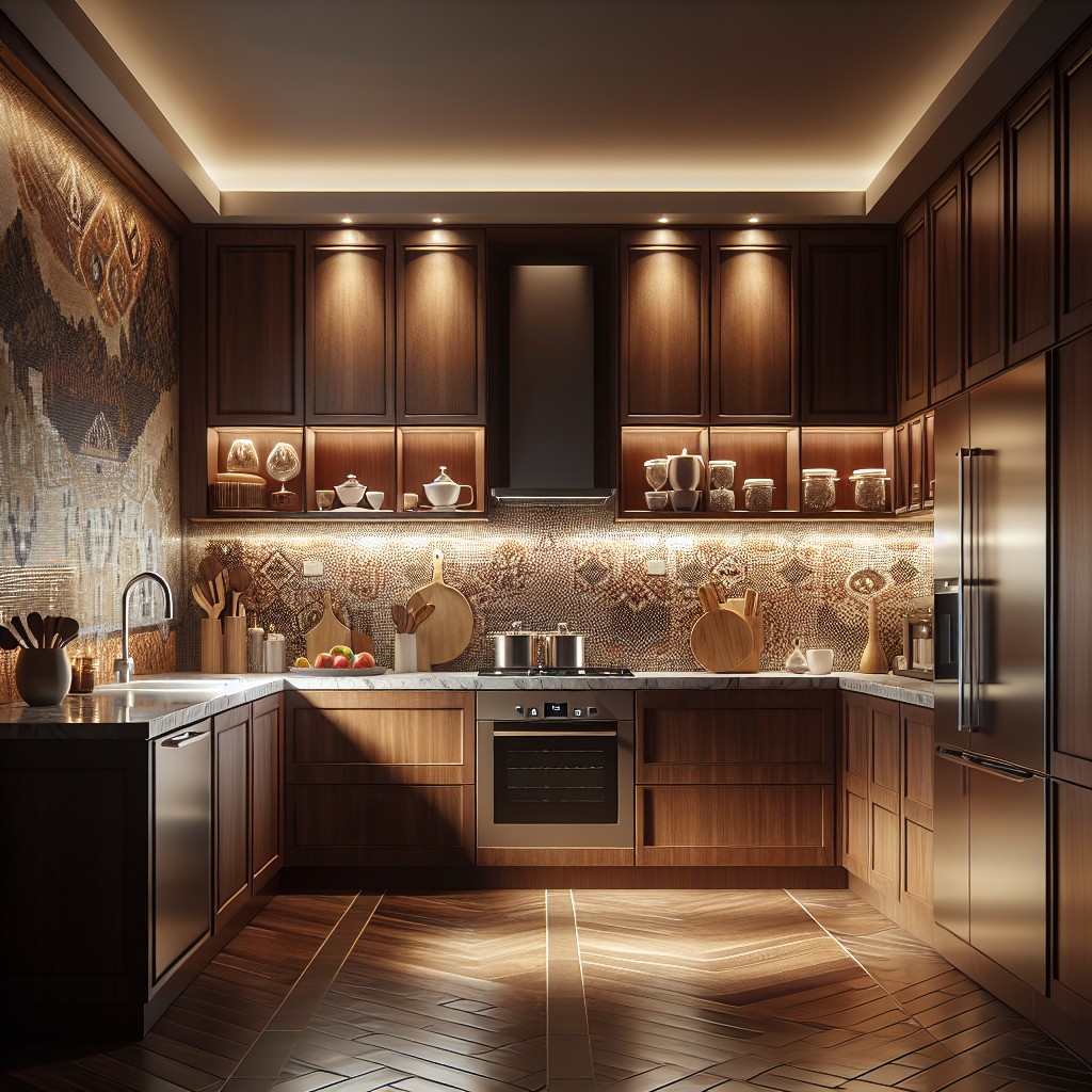 mahogany brown cabinets