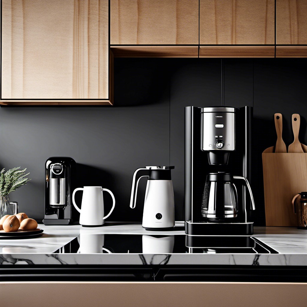 matte black countertop for a coffee station