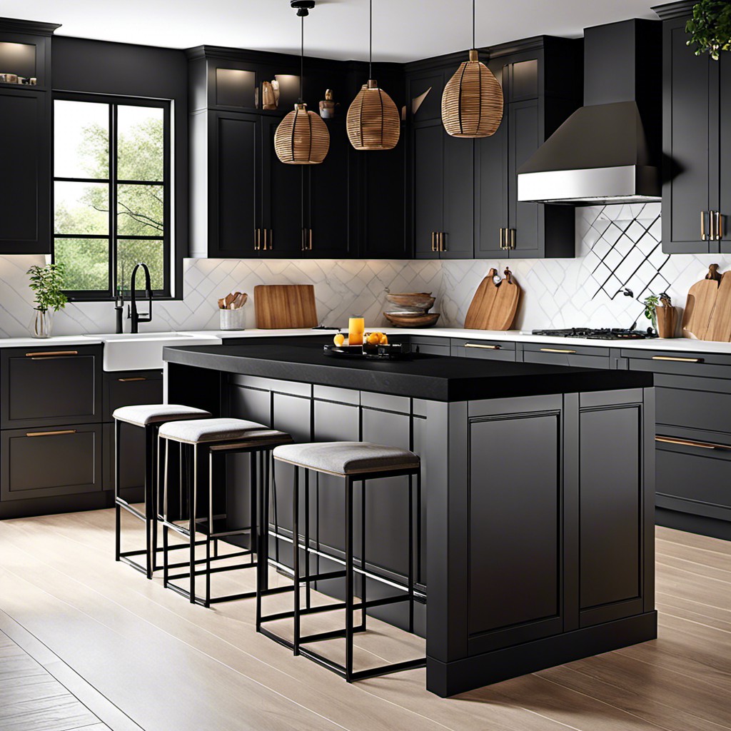 matte black countertop with a breakfast bar design