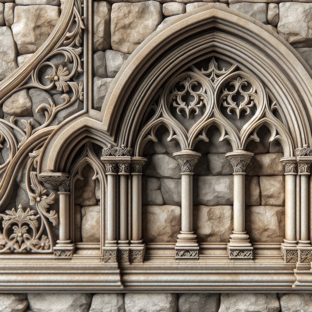 medieval inspired stone window trim