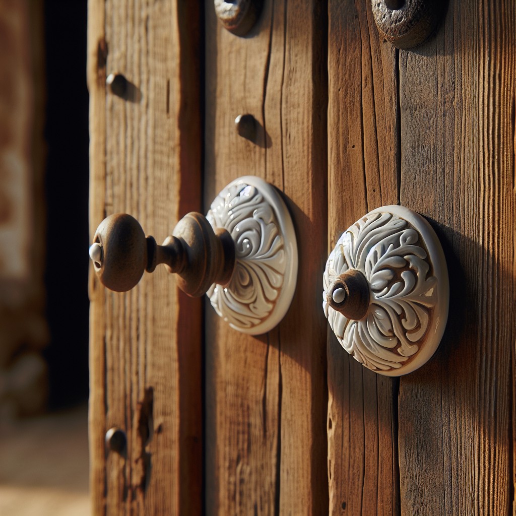 mediterranean style ceramic white door pulls