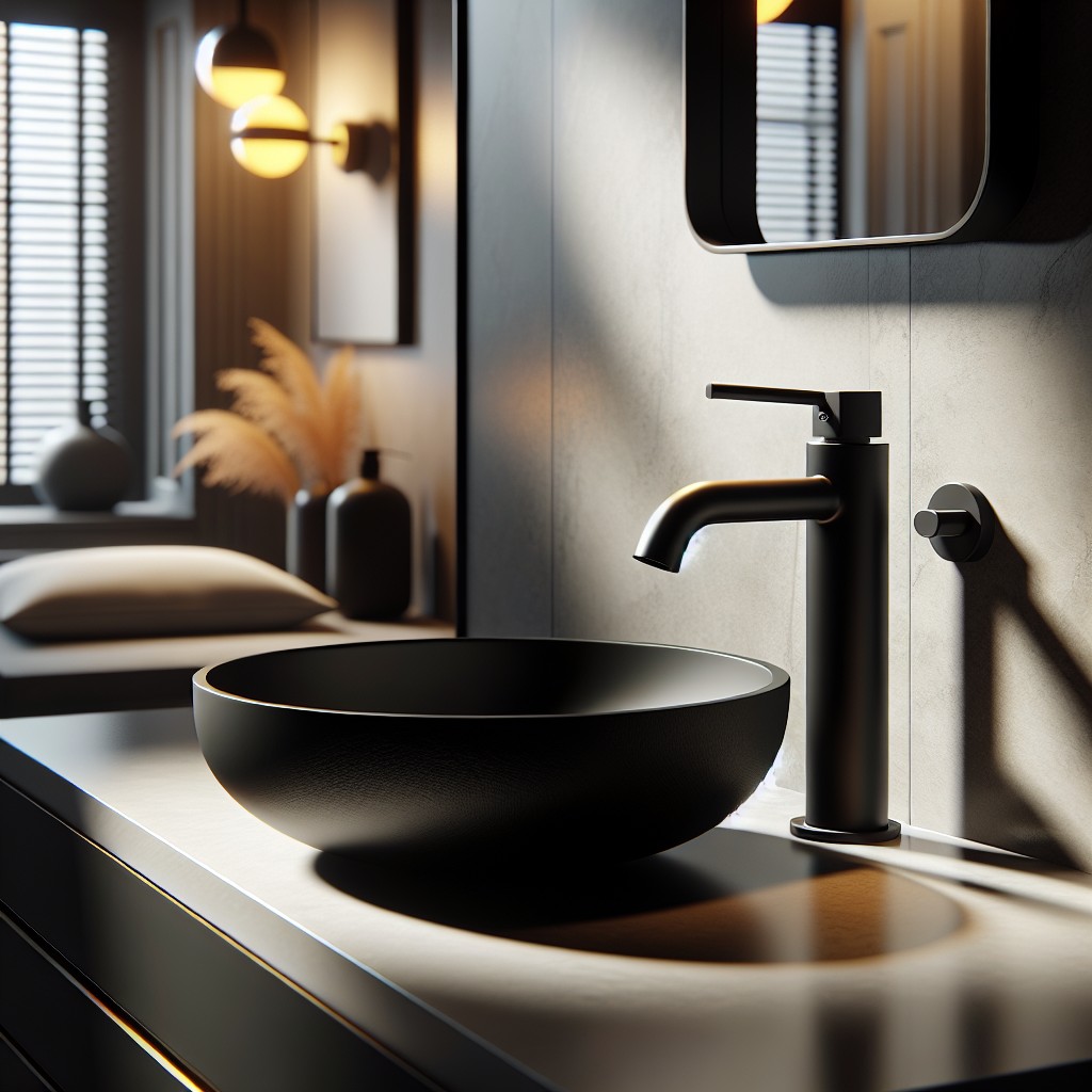mix and match matte black sink with colored faucets